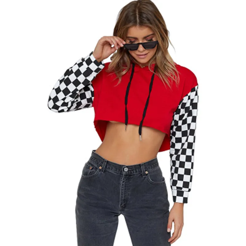 Buy Sexy midriff baring Women Crop Top Hoodies Long