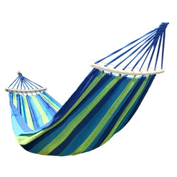 

1-2 Person Outdoor Portable Hammock Home Garden Travel Sports Camping Canvas Stripe Hang Swing Single Bed Hammock