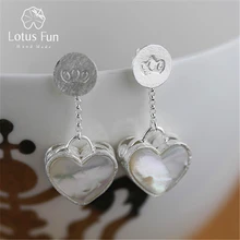Lotus Fun реальные 925 Серебро Природный ручной Fine Jewelry любовь день знакомства серьги для женщин brincos