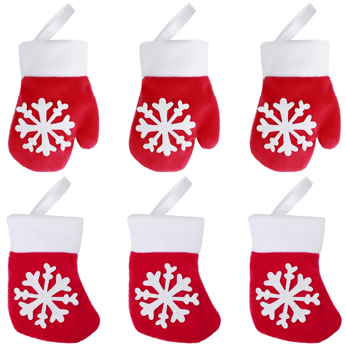 

Hemoton 12PCS Christmas Christmas Glove Sock Party Decorations Snowflake Tableware Cutlery Candy Pouch Bag Hanging Accessories