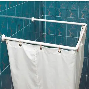 L corner U shaped curved shower curtain rod shower curtain ...