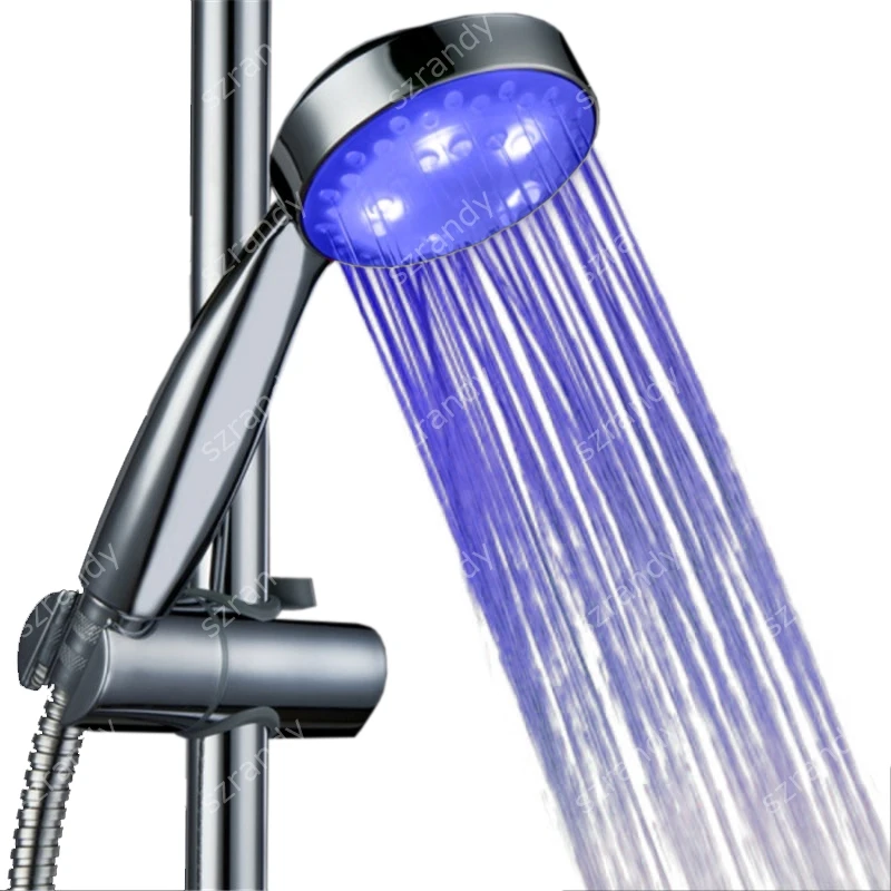 

blue color plastic led shower head Led hand shower with lights without color box 8008-A15
