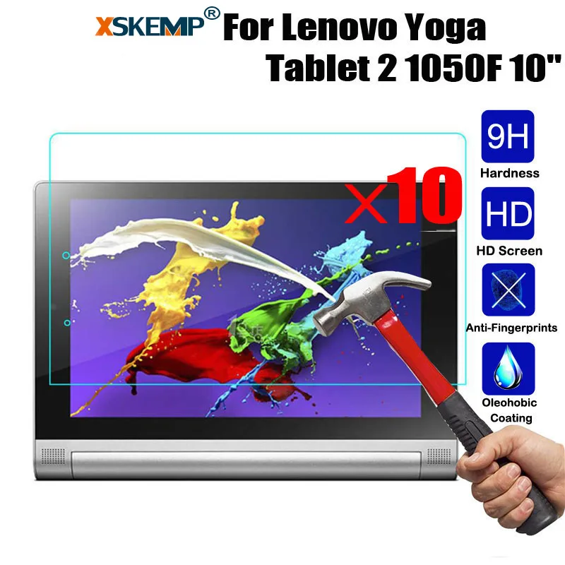 XSKEMP 10 шт./лот закаленное Стекло для lenovo Yoga Tablet 2 1050F 1 &quotЭкран протектор 9 H