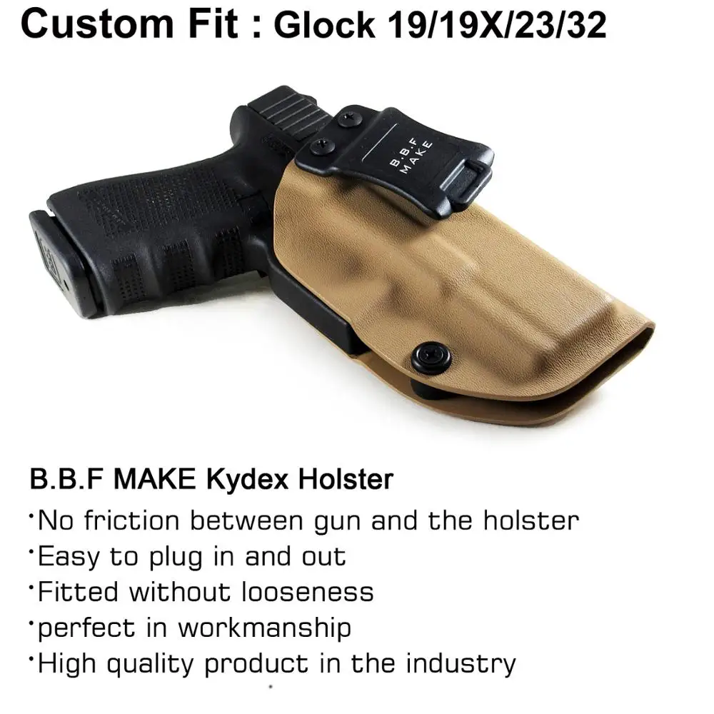 B.B.F Make IWB Тактический KYDEX пистолет кобура Glock 19 19X23 32 CZ P10 кобуры внутри скрытый поясной кейс для пистолета аксессуары сумка