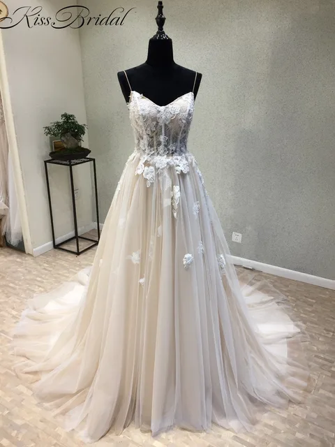 2017 del estilo de bohemia de la playa vestido de novia una línea de