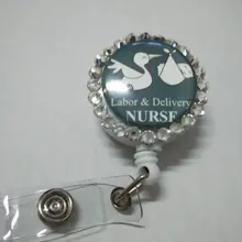 Рабочая и ID значок/держатель выдвижная катушка W/Сияющие кристаллы