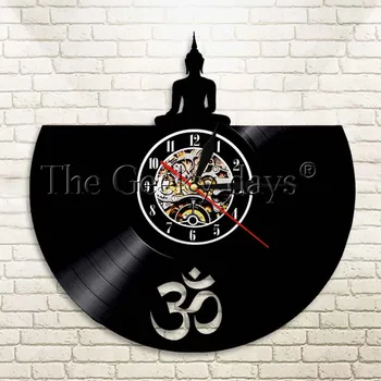 

1Piece OM Meditation Buddha 12 Inch Black Vinyl Wall Clock Retro Unique Music Art Buddha Meditating Clock