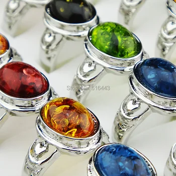 

2014 New Arrival 20pcs Hot Sale Vintage Mix Color Amber Silver Womens Mens Rings Wholesale Jewelry Lots A-912