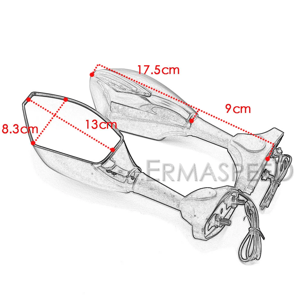 Мотоцикл заднего вида черные зеркала с Светодиодный индикатор поворота Янтарный Светильник Универсальный Подходит для HONDA KAWASAKI YAMAHA KTM DUCATI