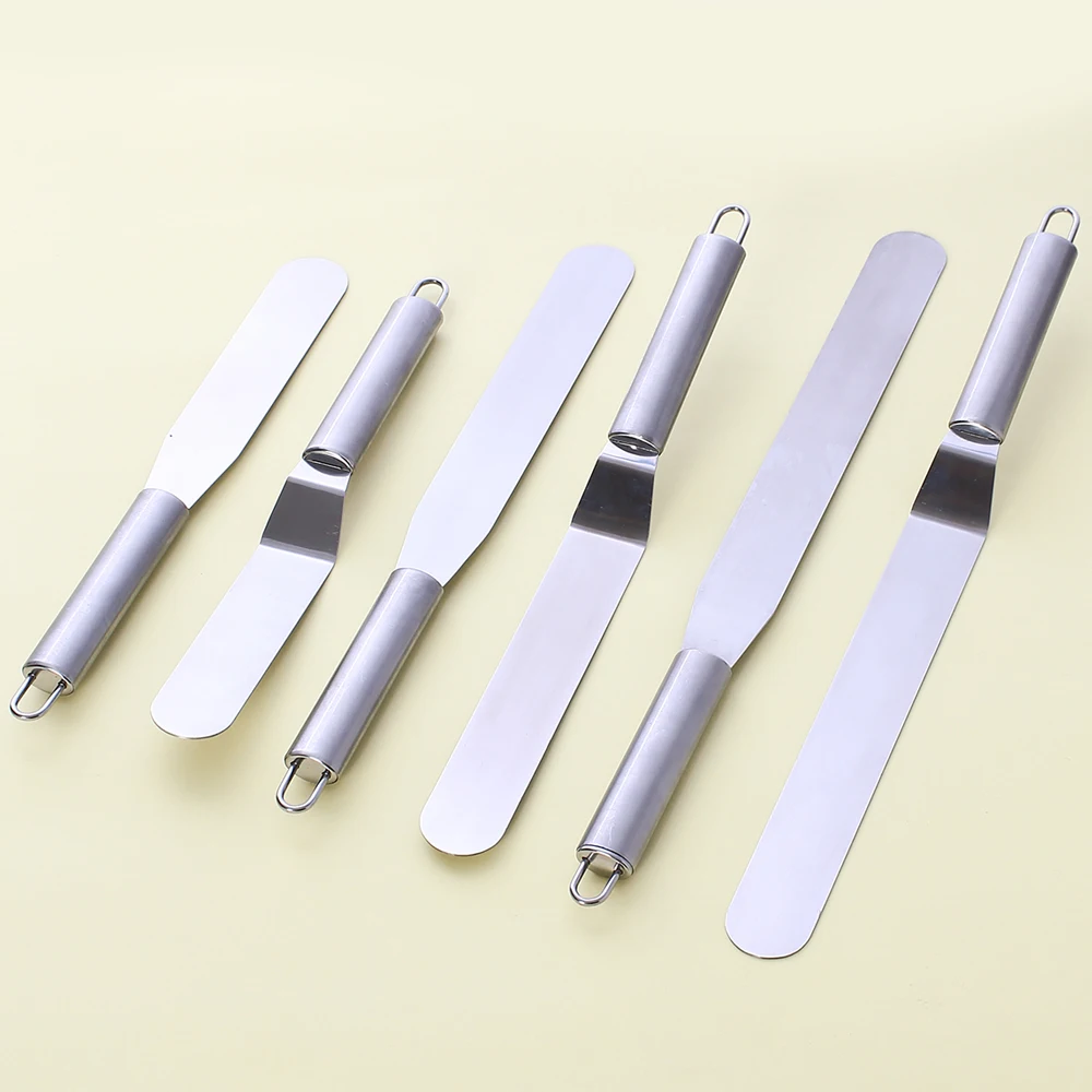  Stainless Steel Spatula Straight Cream Butter Scraper Cake Decorating Tools Fondant Baking Pastry K