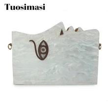 Белая акриловая Модные клатчи лицо узор популярны сумки женские сумки(C180