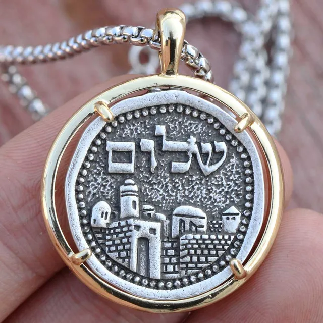 Mens Menorah Necklace Judaica Candle Holder Pendant Hebrew Hanukkah