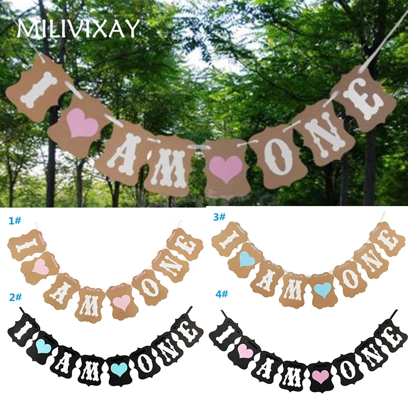 MILIVIXAY 1 шт. синий/розовый баннер &quotI Am One&quot Мой первый день рождения для маленьких