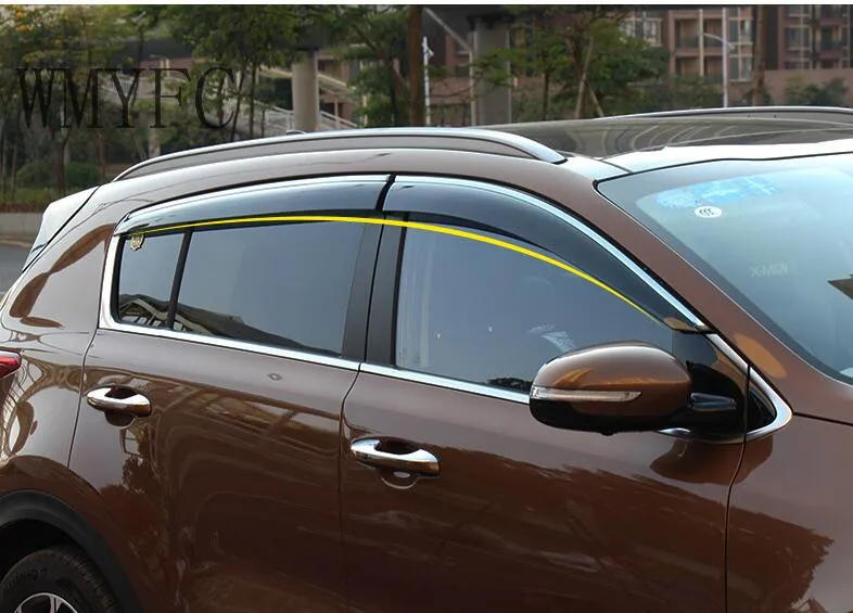 Fit For Kia Sportage QL 2016 2017 Window Visor Vent Shades Sun Rain Deflector Guard Awnings Car Styling Fit For Kia Sportage QL 2016 2017 Window Visor Vent Shades Sun Rain Deflector Guard Awnings Car Styling