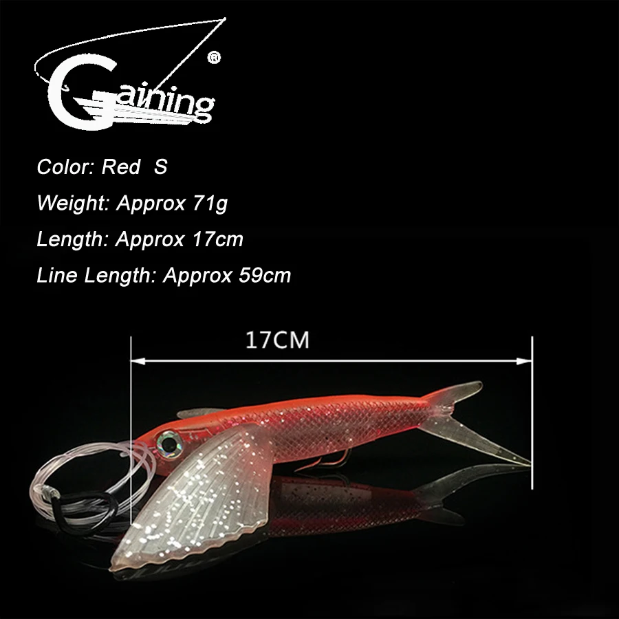 Gaining Fishing Lure Seawater Fishing Bait Flying Fish Lure Boat Trolling Tuna Mackerel Soft Baits Soft Lure Fishing Tackle