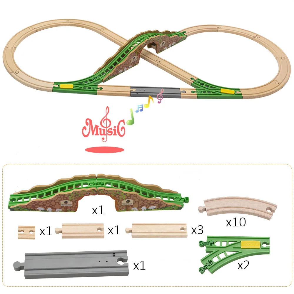 TBKJOYS Электрический деревянный поезд музыкальный набор треков железная дорога макеты коллекционная игрушка железнодорожные аксессуары Совместимость - Цвет: without train