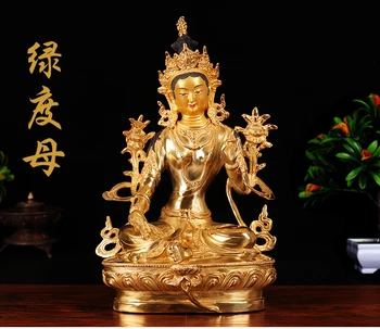 

GOOD Buddha # 12 inch large -HOME Temple Protection # Tibetan Nepal Buddhism Gilded Green Tara Tantra buddha