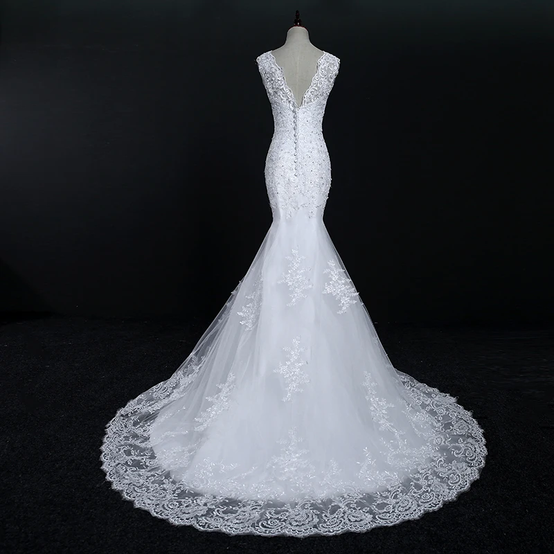 Fansmile New Arrival Lace Mermaid Wedding Dresses 2017 Plus Size Bridal Alibaba Wedding Dress Real Photo Free Shipping FSM-144M 6