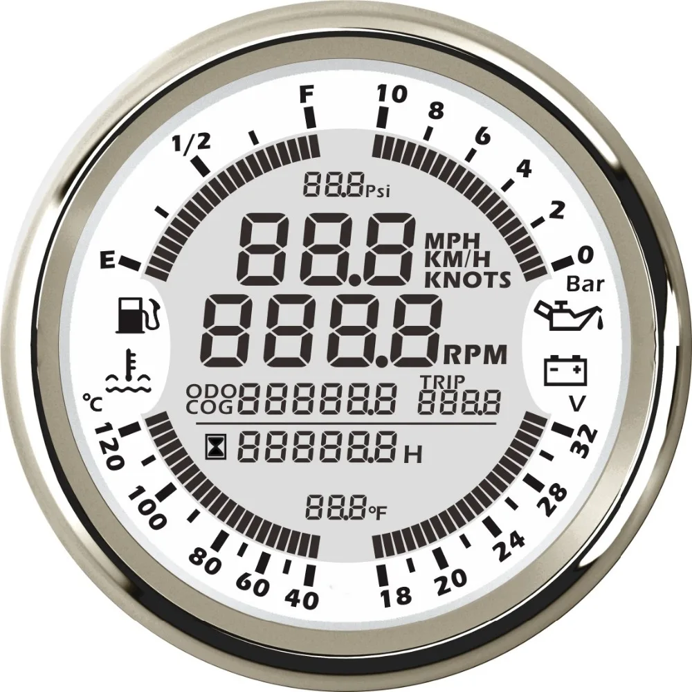 Водонепроницаемый Универсальный 6 в 1 Многофункциональный датчик gps Спидометр Тахометр 12 В 24 В уровень топлива температура воды давление масла 0~ 10 бар