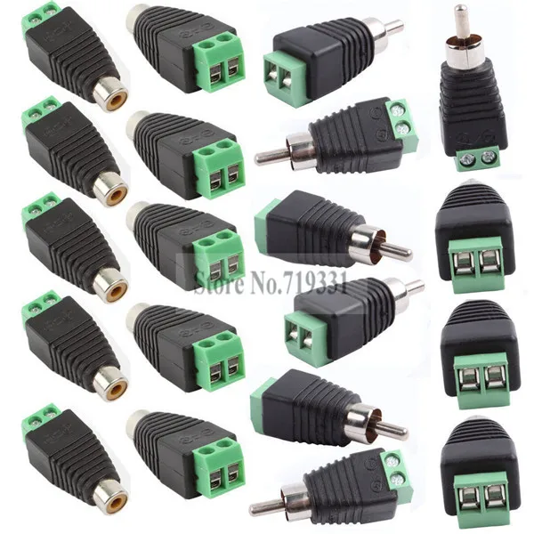 

20PCS RCA Male & Female Plug TO AV Screw Terminal Video AV Balun Connector