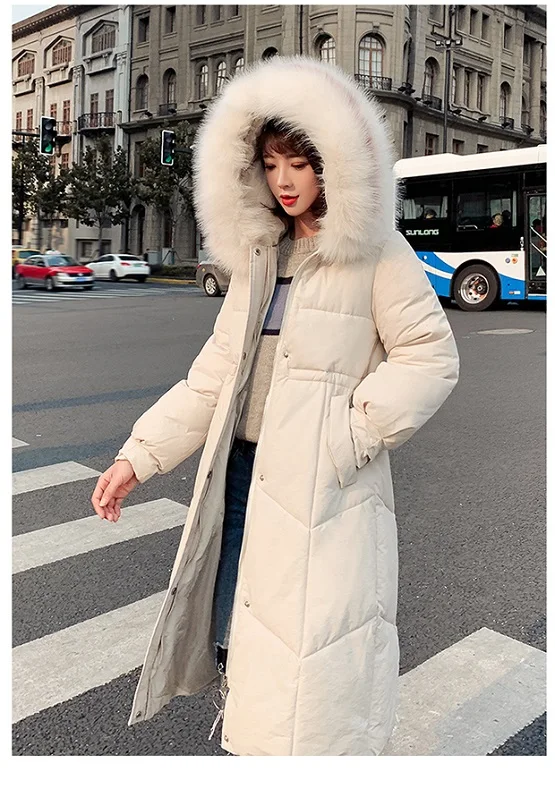 KUYOMENS Women Winter Coat Lady Jacket Warm Woman Parkas Female Overcoat High Quality Coats Girl's New Winter Clothes - Цвет: Слоновая кость