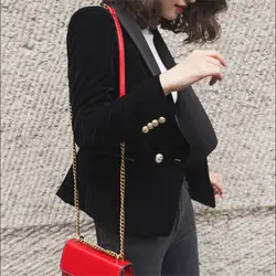 Для женщин Европейский Стиль брендовая одежда черные однотонные фигурные Двойной Брестед Slim Fit Женский костюм Пиджаки Женская одежда A2849