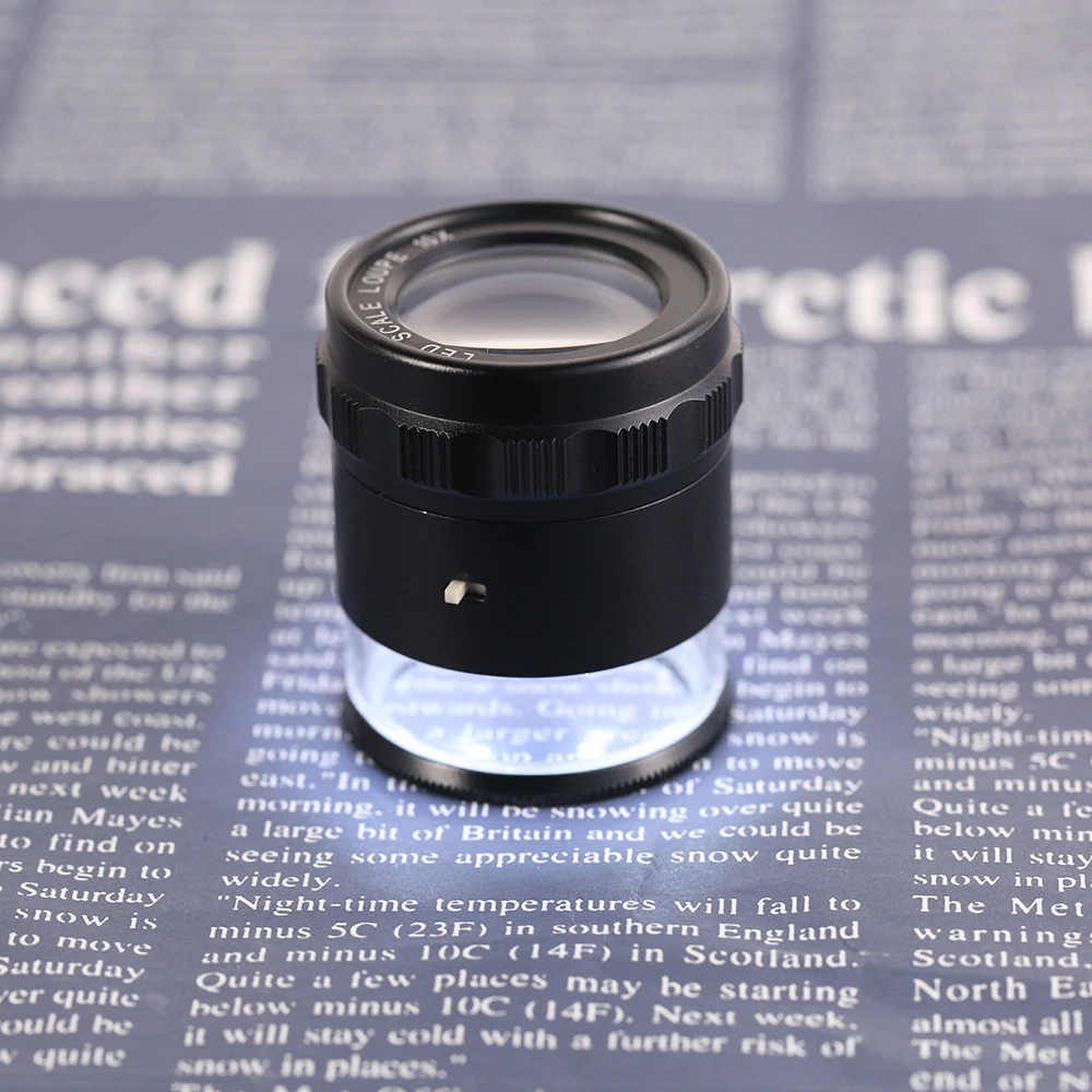 10X Handheld LED Scale Loupe 28mm Jeweler Loupe Magnifier with 8 LED