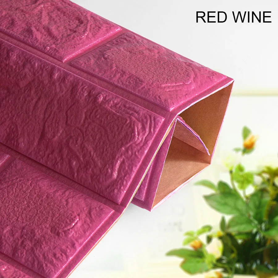 Самоклеющиеся 3D обои из пены для детской комнаты DIY креативные кирпичные настенные Стикеры для спальни домашний декор водонепроницаемые декоративные наклейки s - Цвет: Wine Red