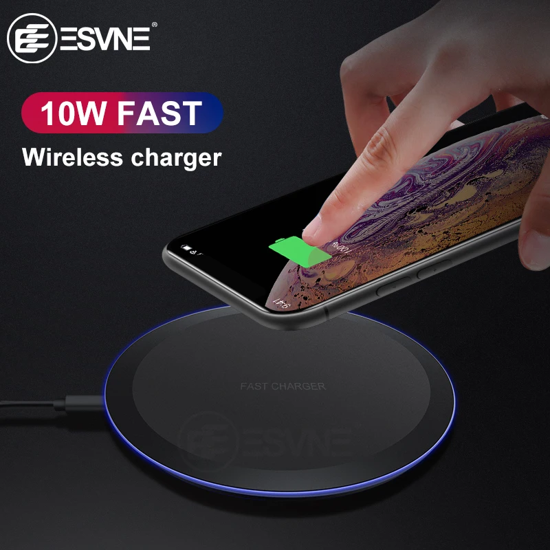 

ESVNE 10W Qi Wireless Charger for iPhone X Xs MAX XR 8 plus Fast Charging for Samsung S8 S9 Plus Note 9 8 USB Phone Charger Pad