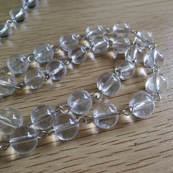 

10 Meters Clear Glass Crystal 10MM Round Ball Beads Chain For Wedding Home Curtain Decoration Glass Hanging Strand Garlands