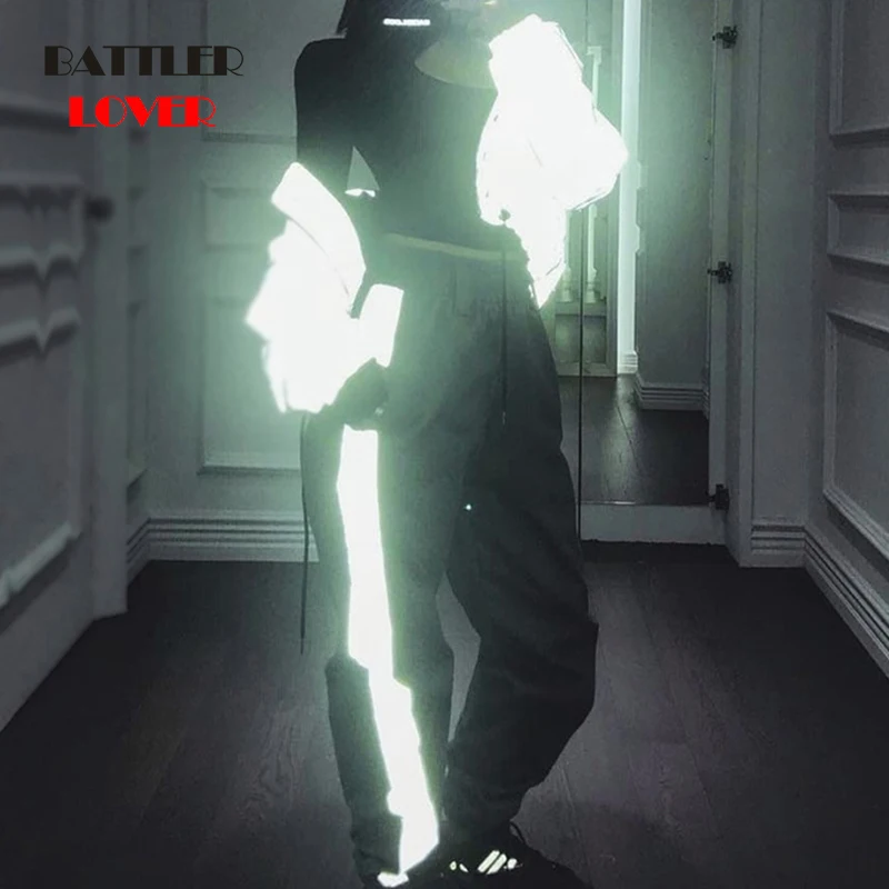 Night Light Reflective Harem Women Casual Pants Summer High Waist Pant Skinny Bandle Pants Female Elastic Waist Work Trousers
