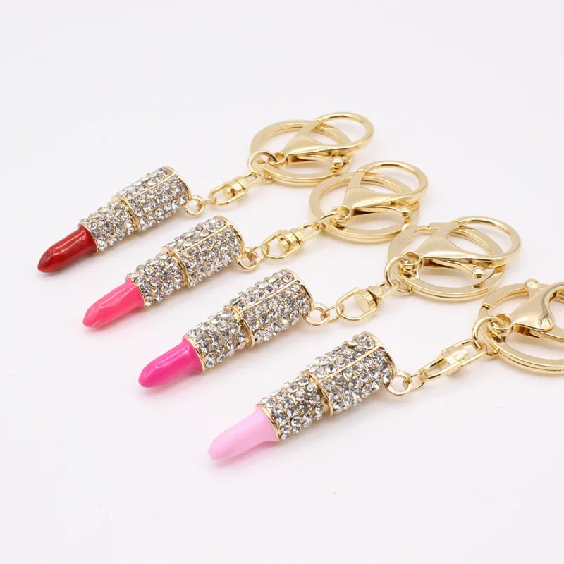 

Fashion accessories Metal inlay zircon Lipstick lipstick Key ring Bags car Pendant Personality creativity Key ring Free shipping