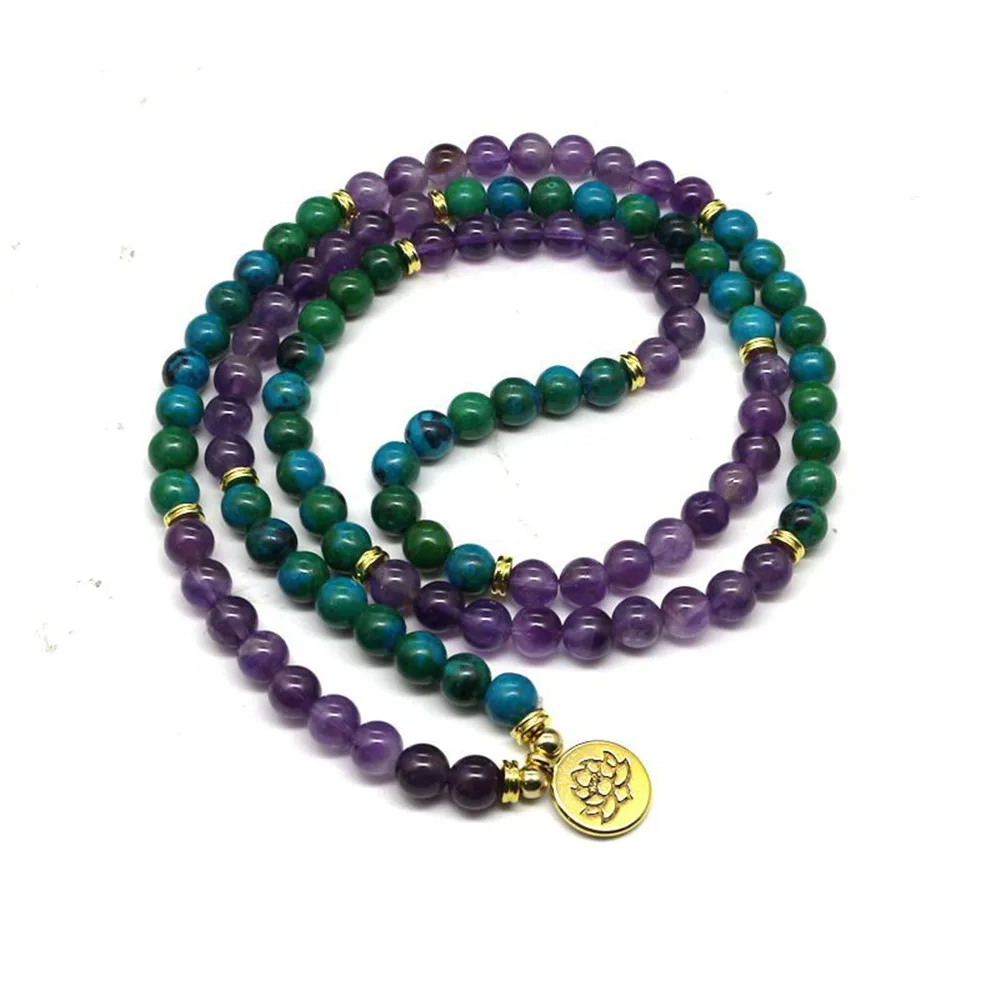 contas 108 pulseira ouro om lotus charme