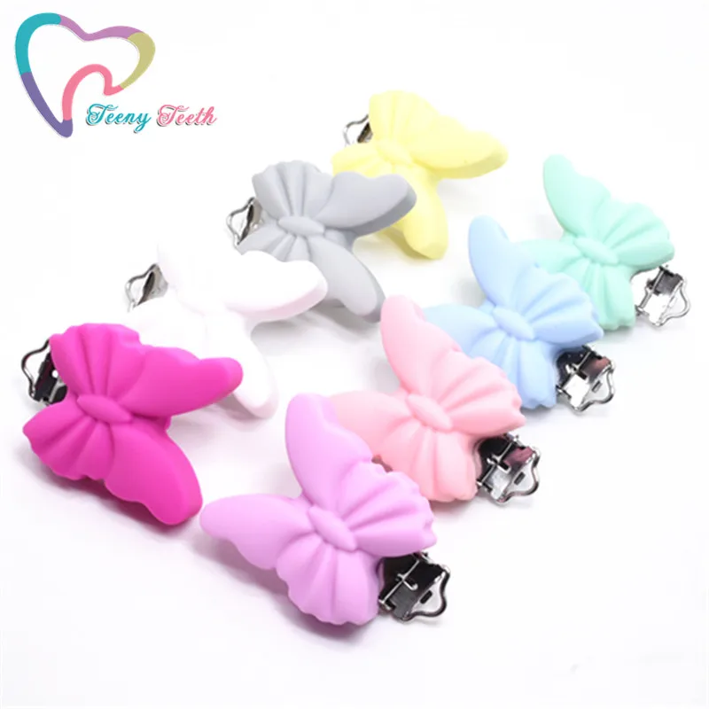 

1 PC BPA Free Silicone Butterfly Baby Pacifier Dummy Teether Chain Holder Clips DIY Soother Clips Nursing Toy Chain Accessories