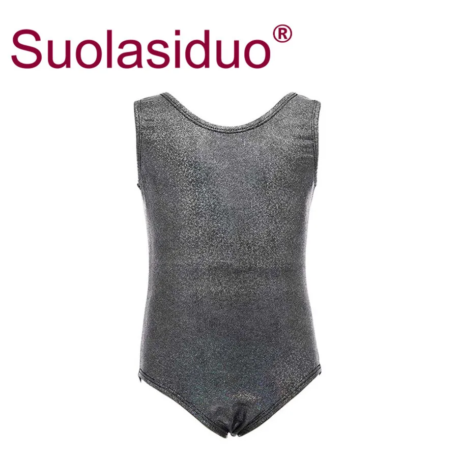 

Girls One-piece Leotards Shiny Children Metallic Sleeveless Gymnastics Spandex Leotard Kids Bodysuit Ballet Dance Costumes