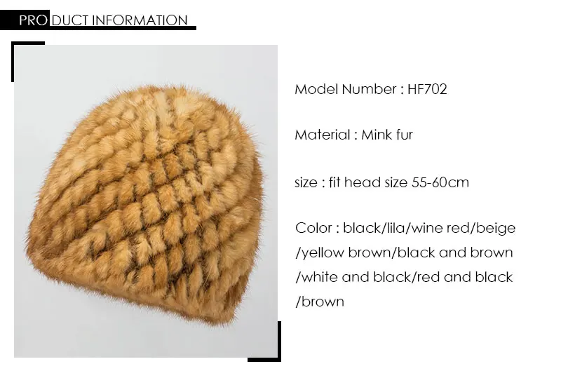 Pudi HF702 Леди Новая меховая шапка это настоящая норковая шапка, теплый и стильный и много цветов на выбор