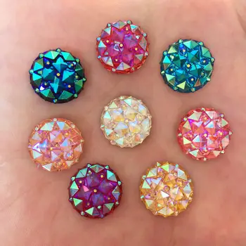 

Hot 25pcs Mix Resin Crocodile 14mm Round Flatback Rhinestone Wedding DIY Buttons F351