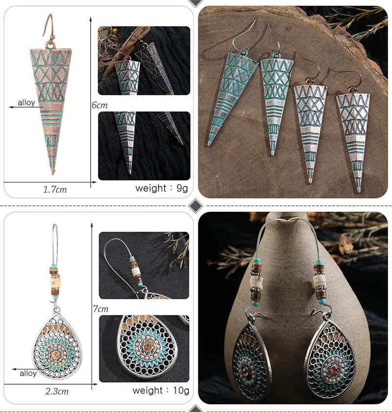 Vintage Bronze Geometric Women's Earrings Jewelry 2019 Long Metal Tass (5)