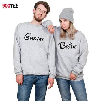 

Groom Bride Printed Couple Sweatshirt Autumn Fashion Women Hoodies Honeymoon Travel Funny Hoodie Men Knitted Female Clothes