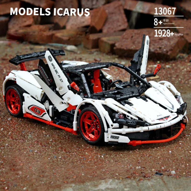 Техника 1:10 Масштаб rc Супер спортивный автомобиль McLaren P1 ICARUS moc блок с светильник APP