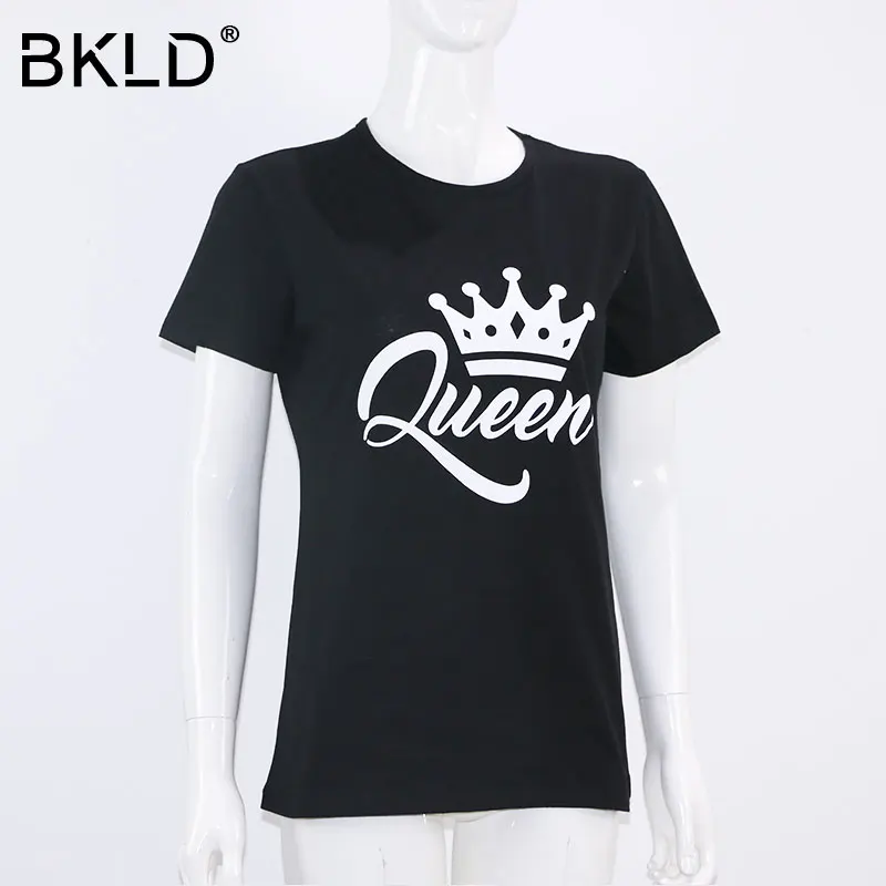 BKLD King Queen Crown Printed Couple T Shirts For Lovers 2018 Casual Matching Couple Clothes Summer Valentine's Tops Tees S-3XL