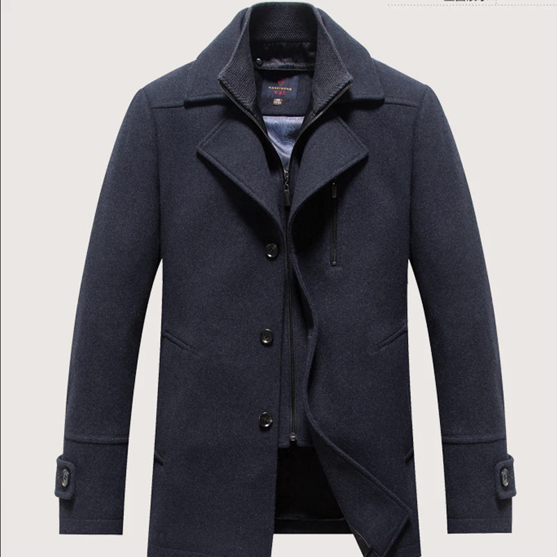 Autumn winter New Brand Men Single breasted Wool O...