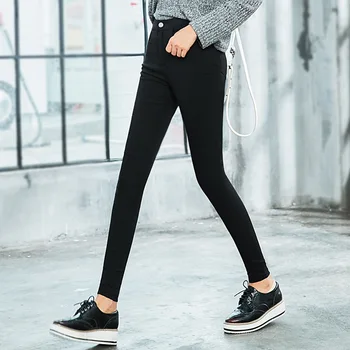 

Wearing Korean women's trousers bee magic large size tide Slim was thin 2020 black nine pants QT021