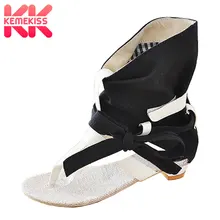 KemeKiss Big Size 34 43 Fashion font b Women b font Gladiator T straps Flat Heel
