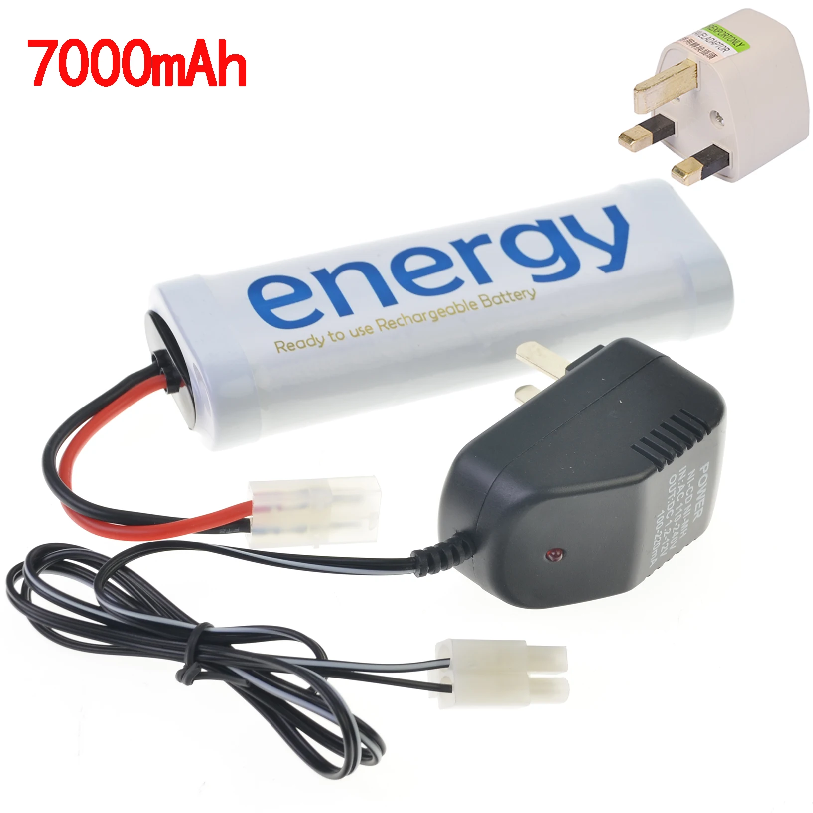 1x энергия 7,2 V 7000mAh Ni-MH аккумуляторная батарея белый+ зарядное устройство - Цвет: UK Plug