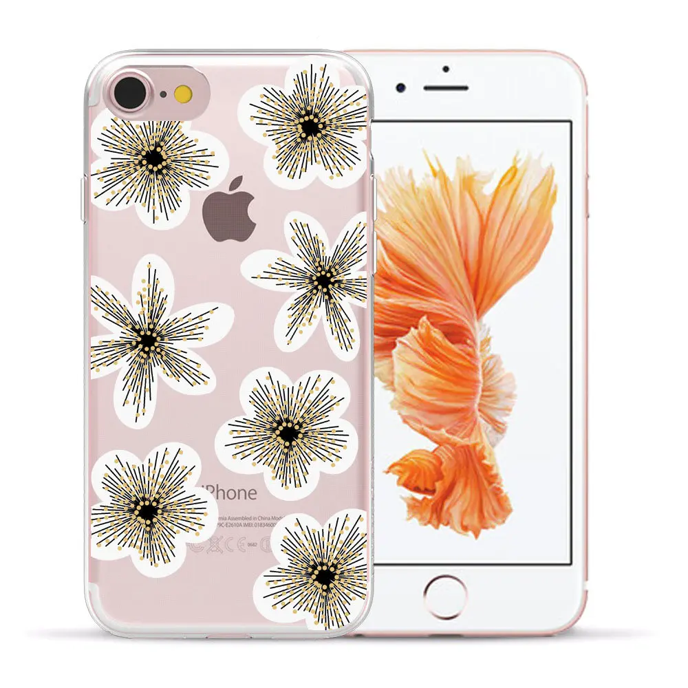 Sexy Floral Pattern Soft TPU Phone Back Case Cover For iPhone 8 7 6 6S Plus XS 11 12 Pro Max XR 5 5S SE 10 X Flower Shell Capa iphone 8 clear case