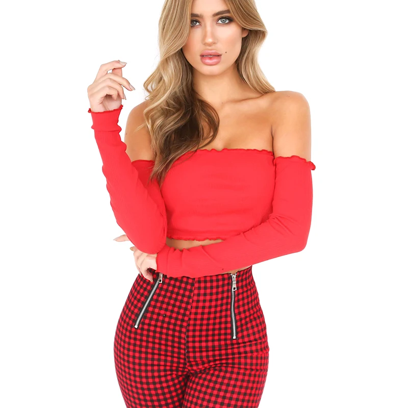 Для женщин Тонкий спинки Blusa пикантные с открытыми плечами черная футболка Топы