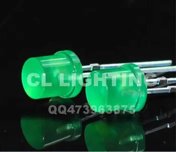 

Green color diffused DIP led beads 5MM flat top 568-575nm LED DIODE 2.0-2.5V 1000pcs free shipping