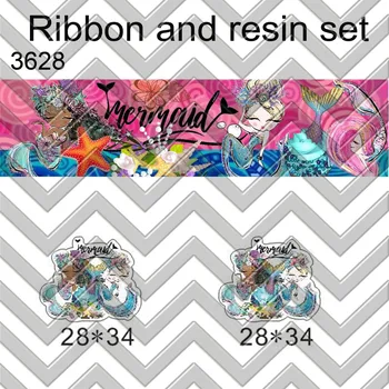 

Free shipping 7/8inch 50yard ribbon and 50pcs resin 1 set printed grosgrain ribbon and resin RTS3628