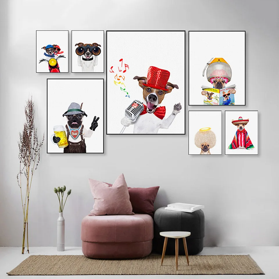 

Nordic Style Modern Canvas Printed Home Decoration Pet Dog Poster Painting Wall Art Interesting Pictures For Living Room Modular